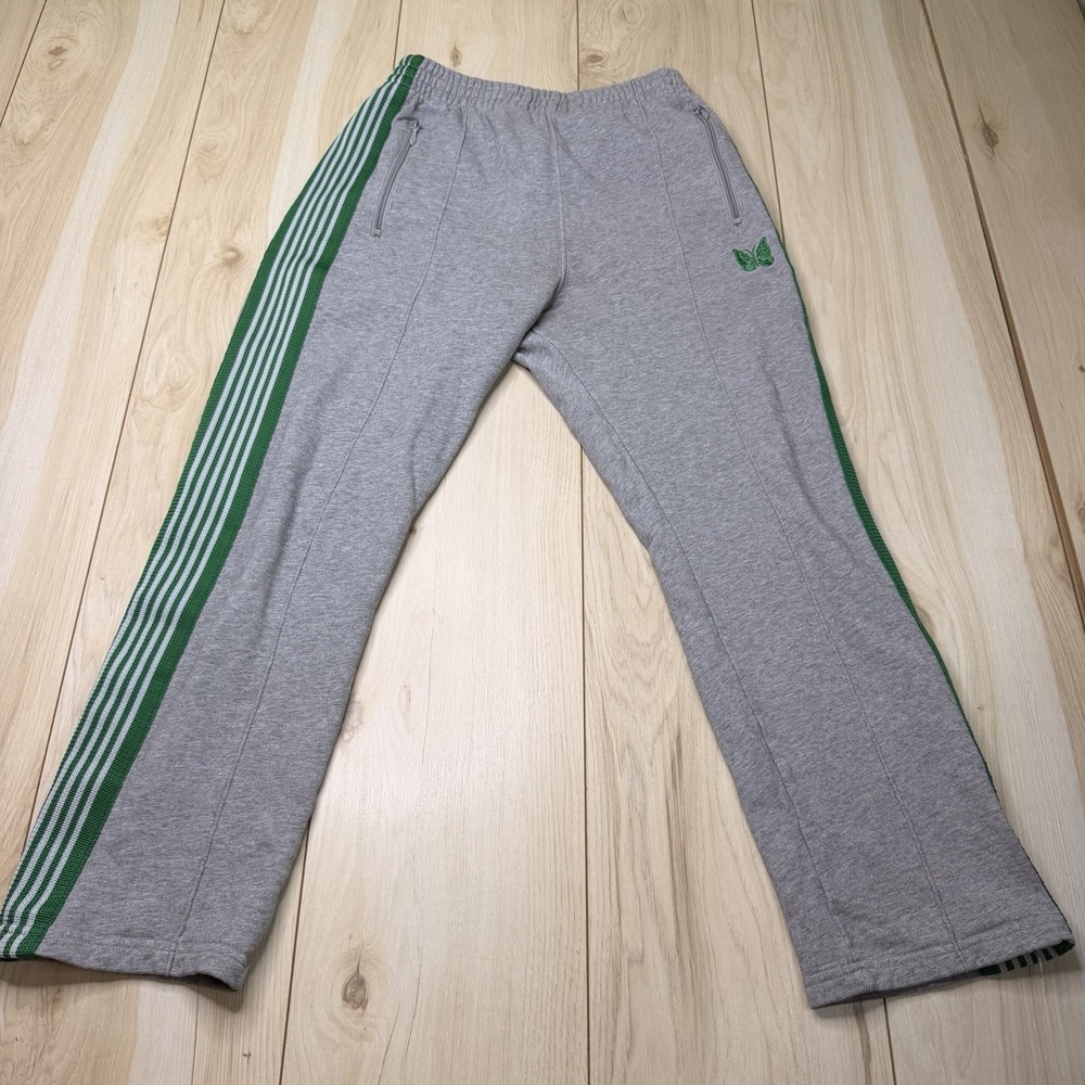Needles Velour Track pants Gray And Green IN187 Sz Small Made In Japan